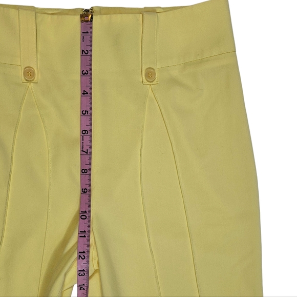 BCBG Maxazria Yellow Pintuck Ankle Dress Pants Size 10 ? Flat Front Work Career - Picture 14 of 16